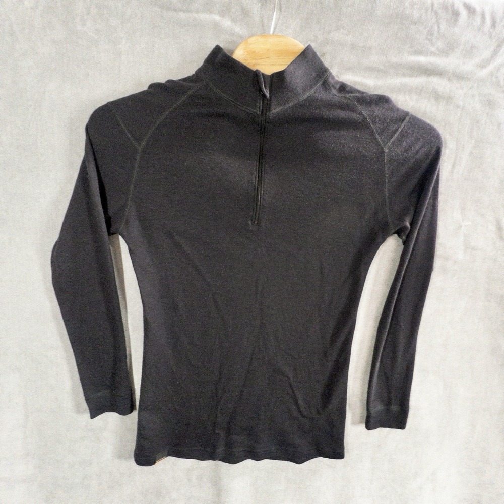 Vtg Simms Fishing Men's 1/4 Zip Wool Performance Base Layer Shirt Black Size M